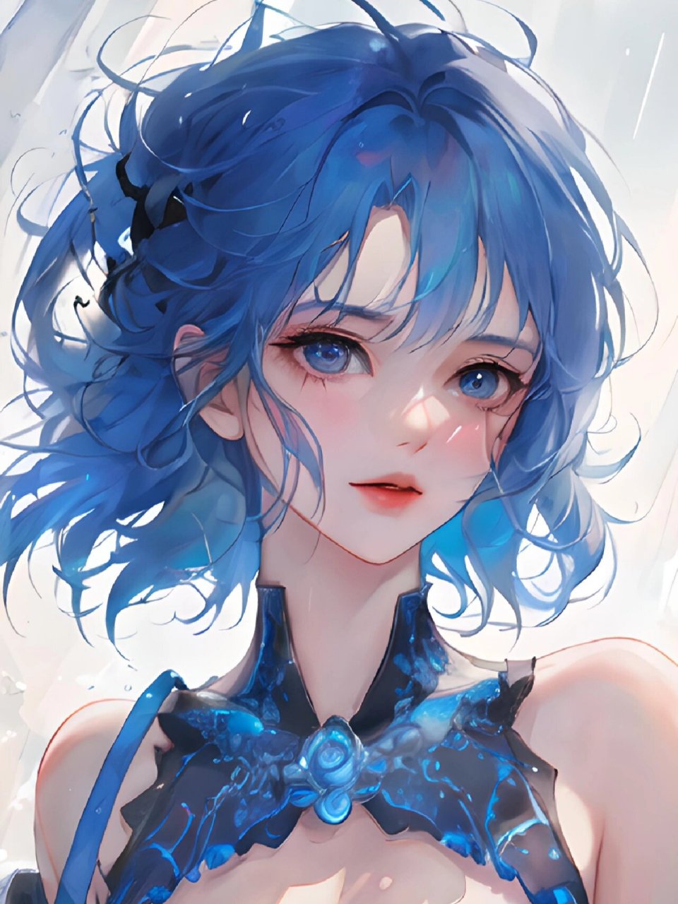 【头像篇】元气少女海之蓝—蓝发女生头像 在蓝色的大海中不断翱翔