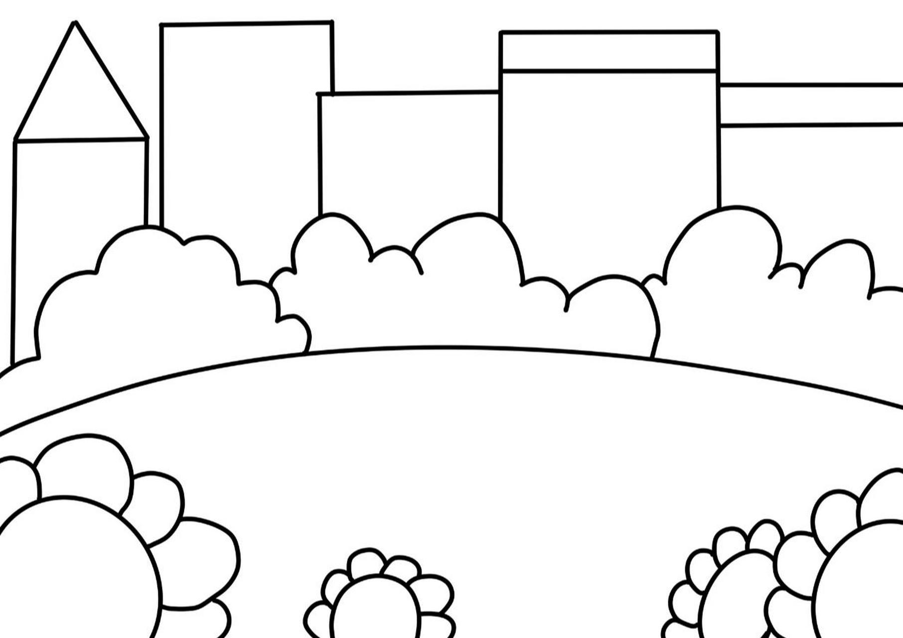 美丽的学校/学画场景/简笔画 美丽的学校,准备给幼儿园到一年级的孩子