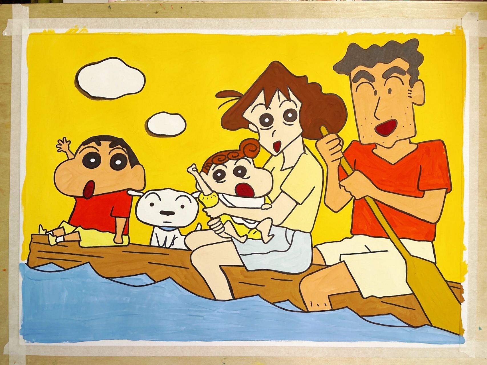 绘画  蜡笔小新4k大海报 既简单又好看的一张全家福 然后这次收到了