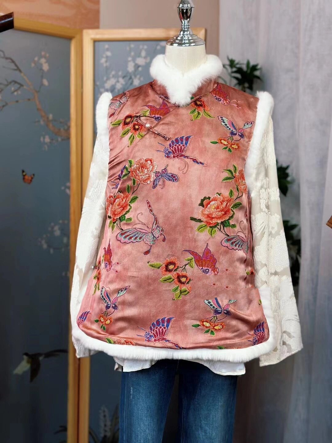 唐装富贵棉马甲