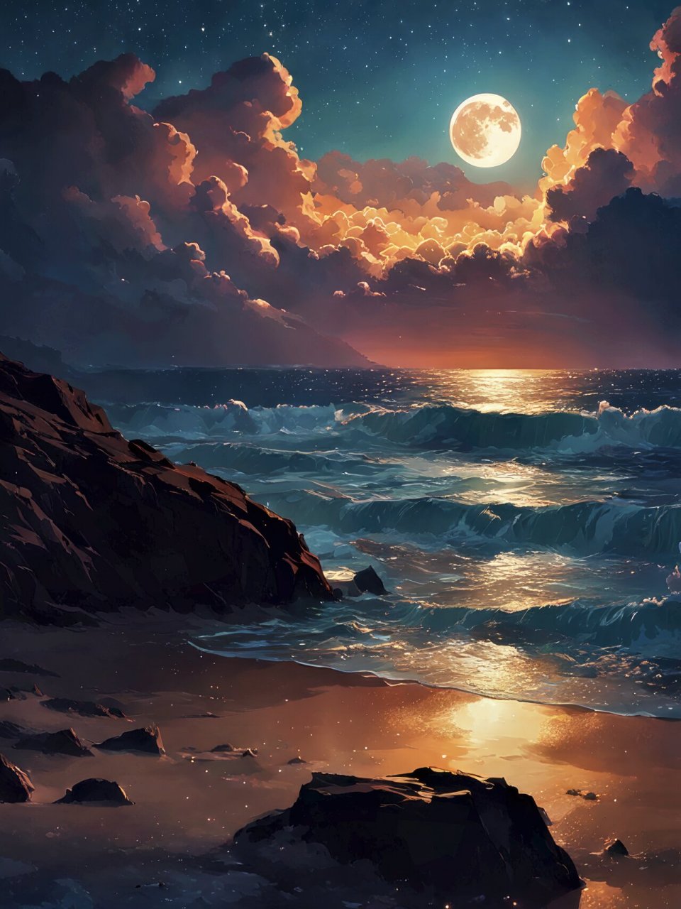 治愈系手机风景壁纸—海上生明月 拿图请留痕,需要原图请私信,免费送.
