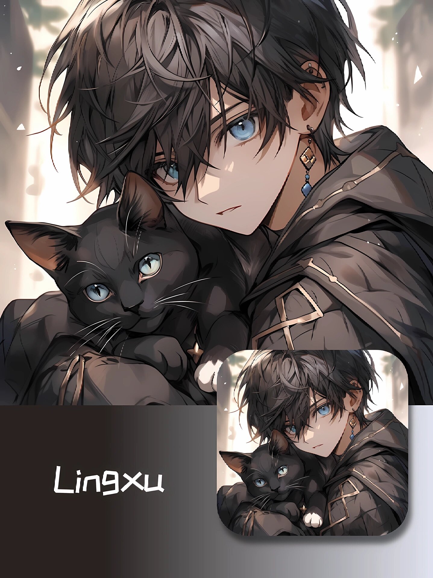 埃及小黑猫男生动漫头像