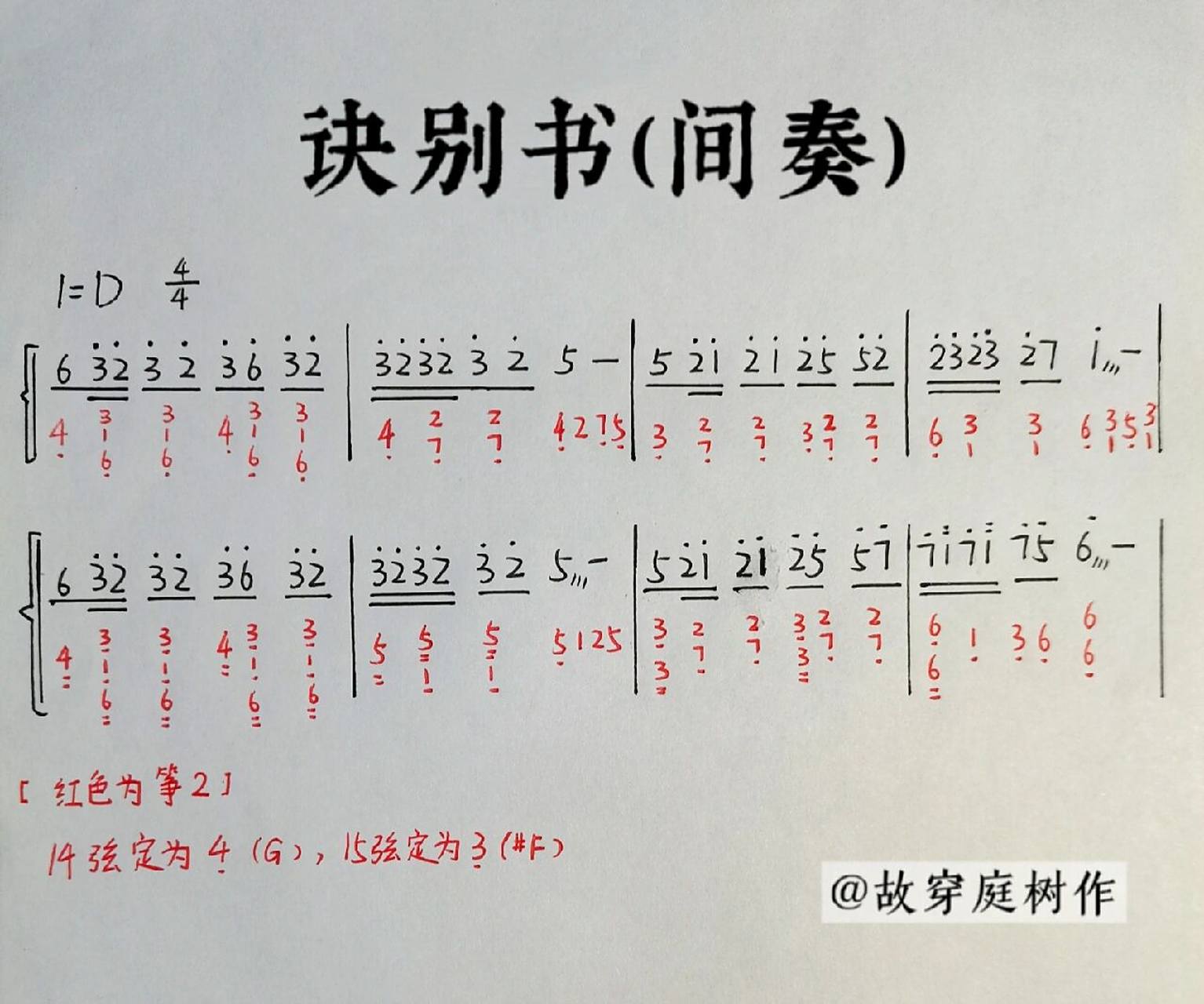 古筝谱 | 诀别书间奏 写谱:我 	 #诀别书间奏# #诀别书古筝# #邓垚