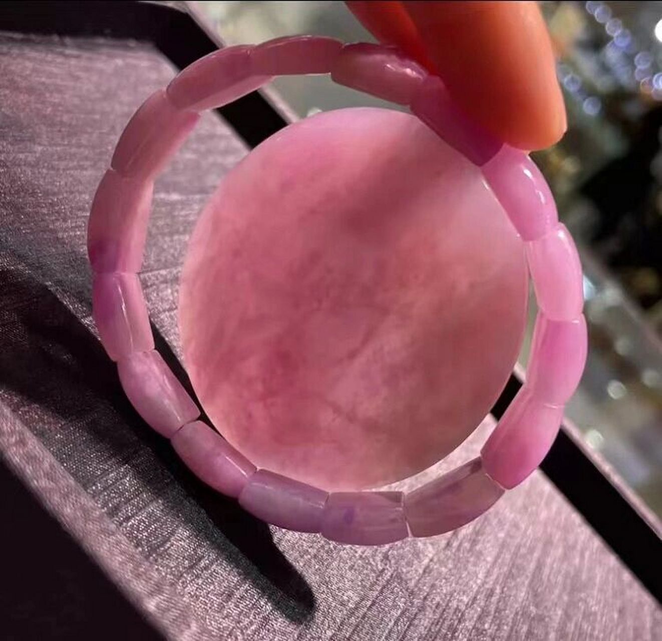 舒俱来果冻料樱花粉 舒俱来果冻料凝胶感冰种樱花粉全玉化手镯型手排