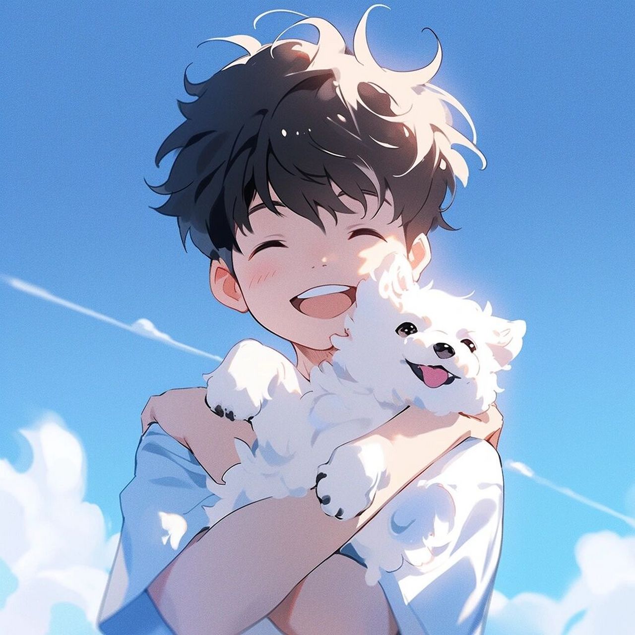 动漫头像 | 抱猫男孩引人喜欢,抱狗男孩呢?