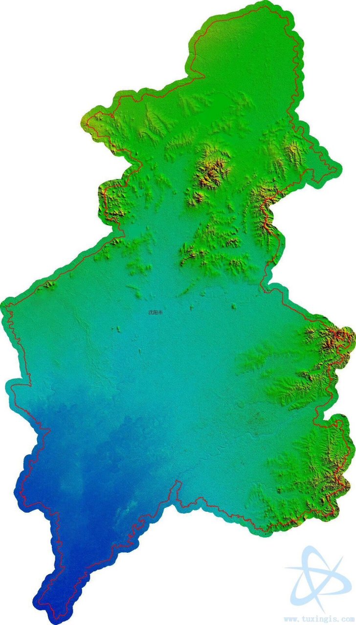 沈阳市地形图 沈阳市位于辽宁省中部,296年元代重建土城,改沈洲为"
