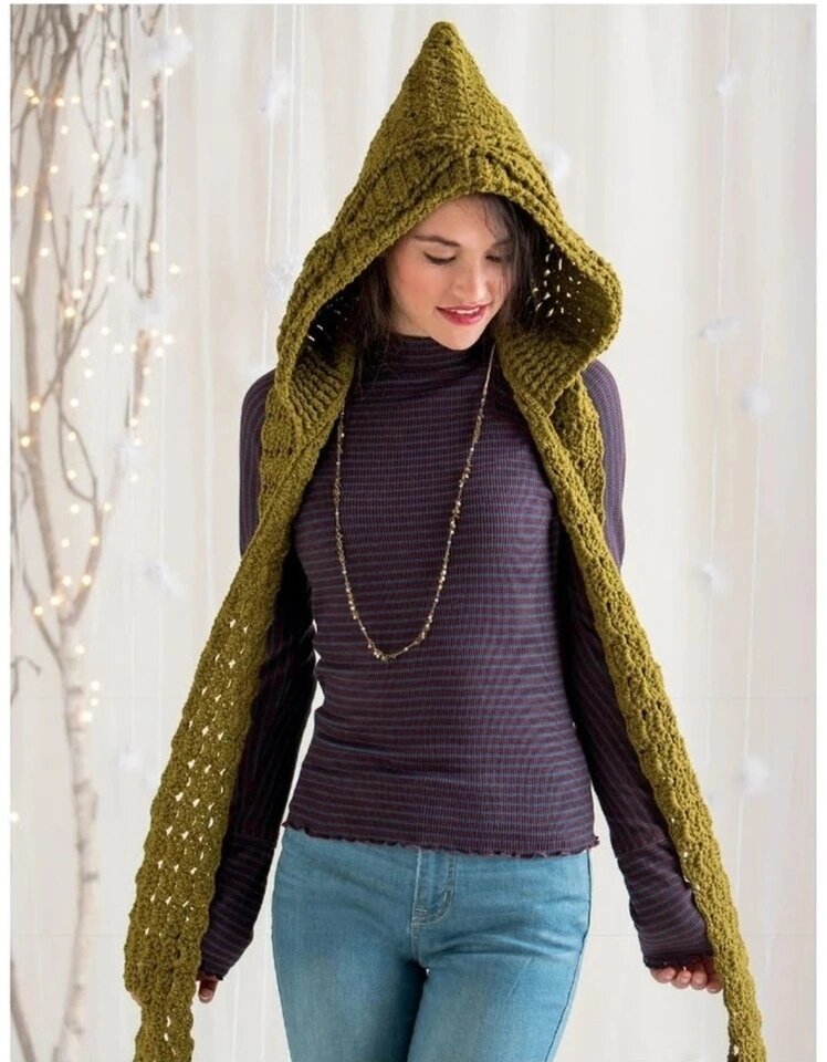 连帽围巾钩针图解