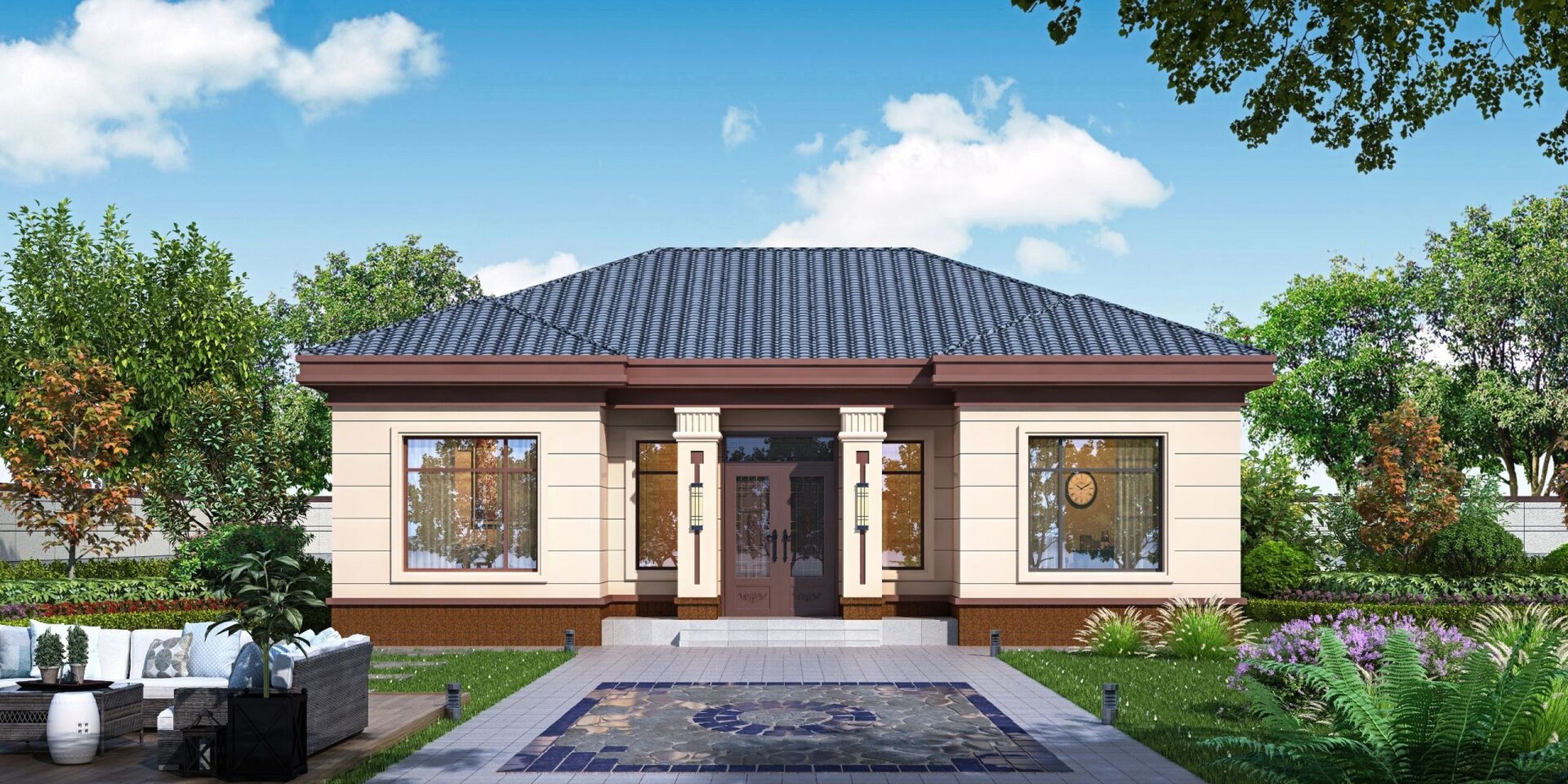 一层新中式|乡村别墅自建房|三十w建成 本套图纸有施工图纸60张,效果