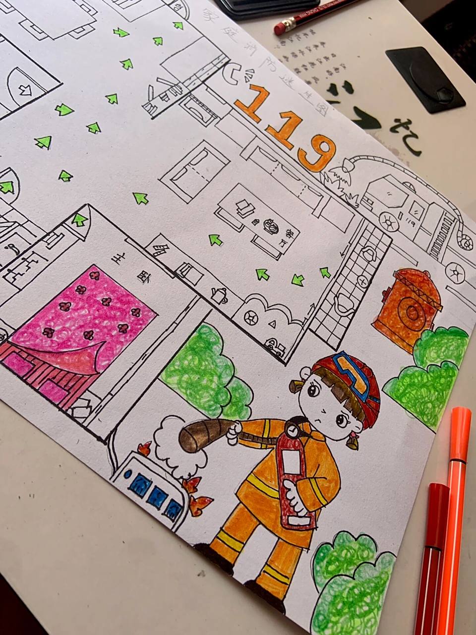 幼儿园消防逃生图