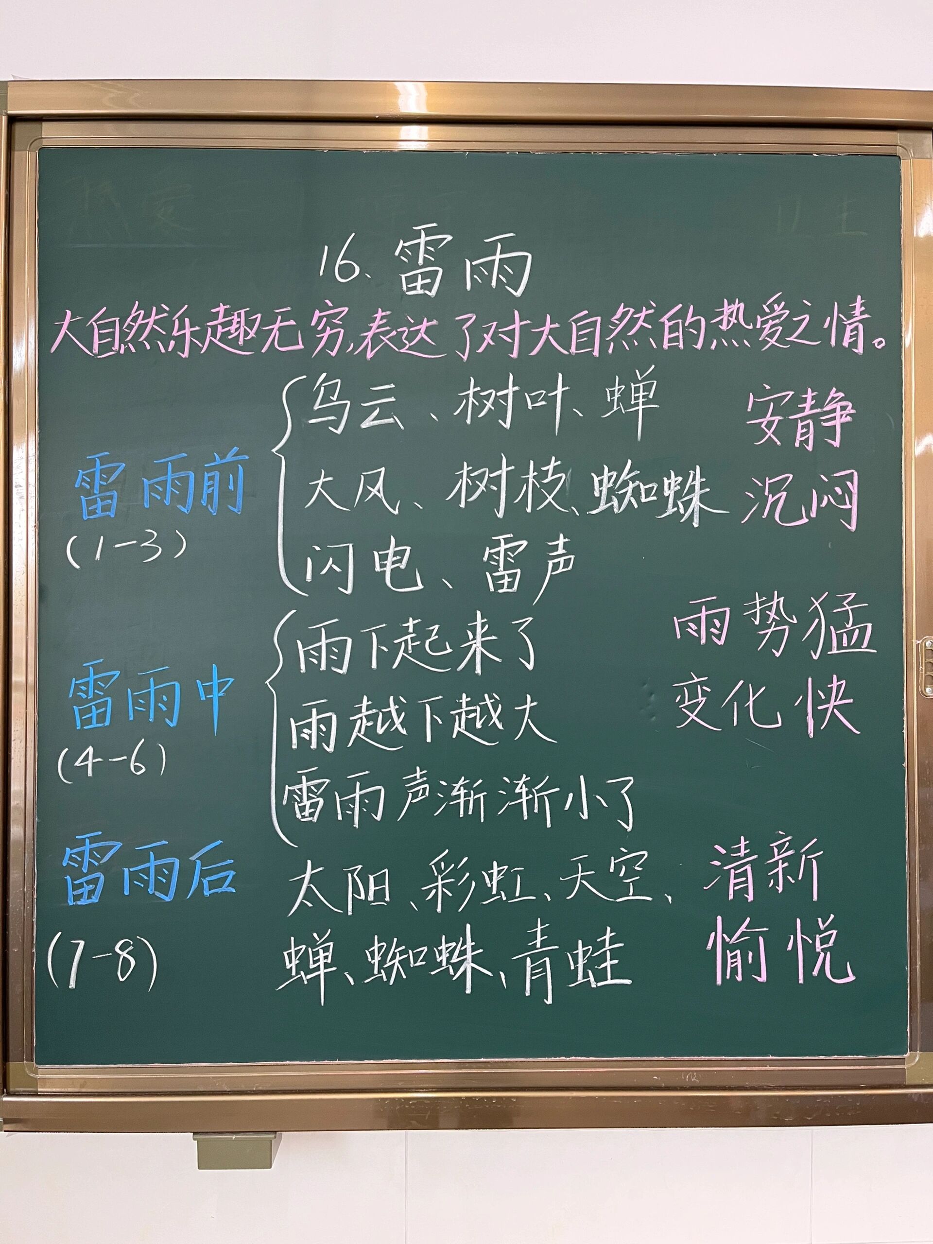 二下语文第16课《雷雨》板书笔记