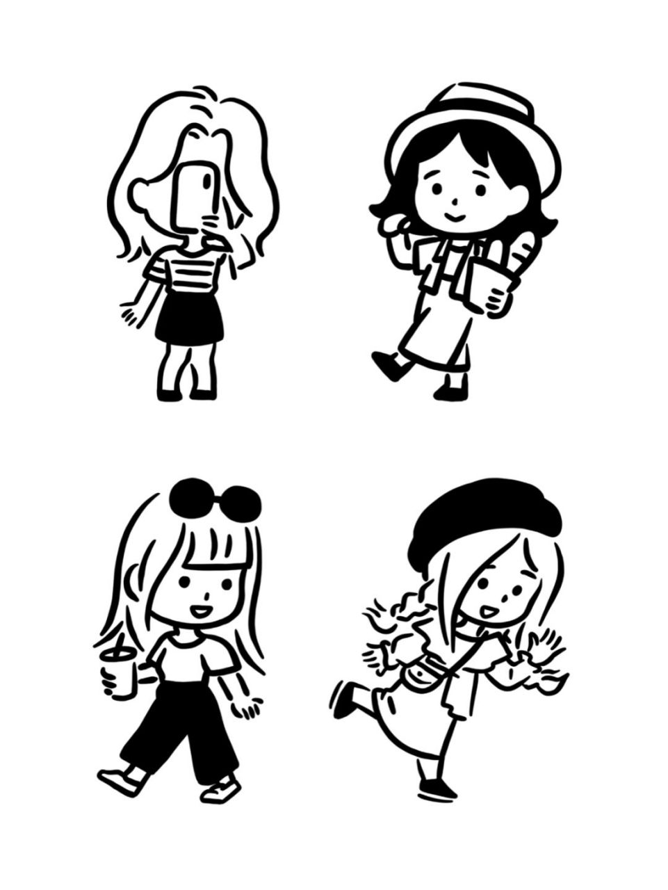 q版人物简笔画|procreate|手帐素材 q版人物简笔画 描线:procreate