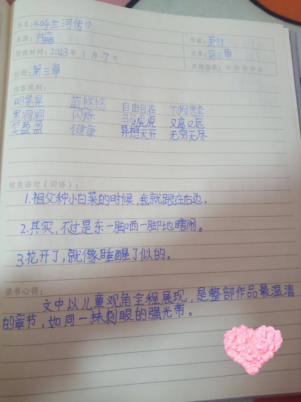 呼兰河传读书笔记