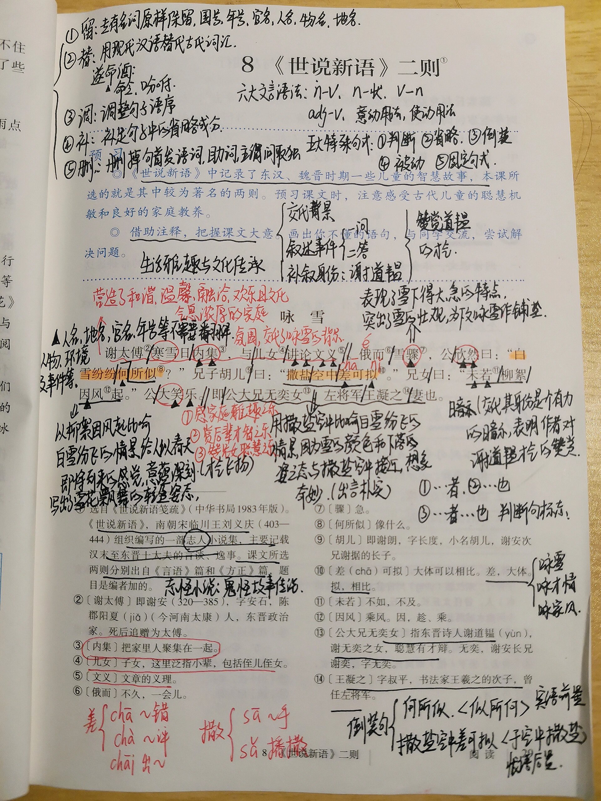 七年级语文|《世说新语》《咏雪》|课堂笔记