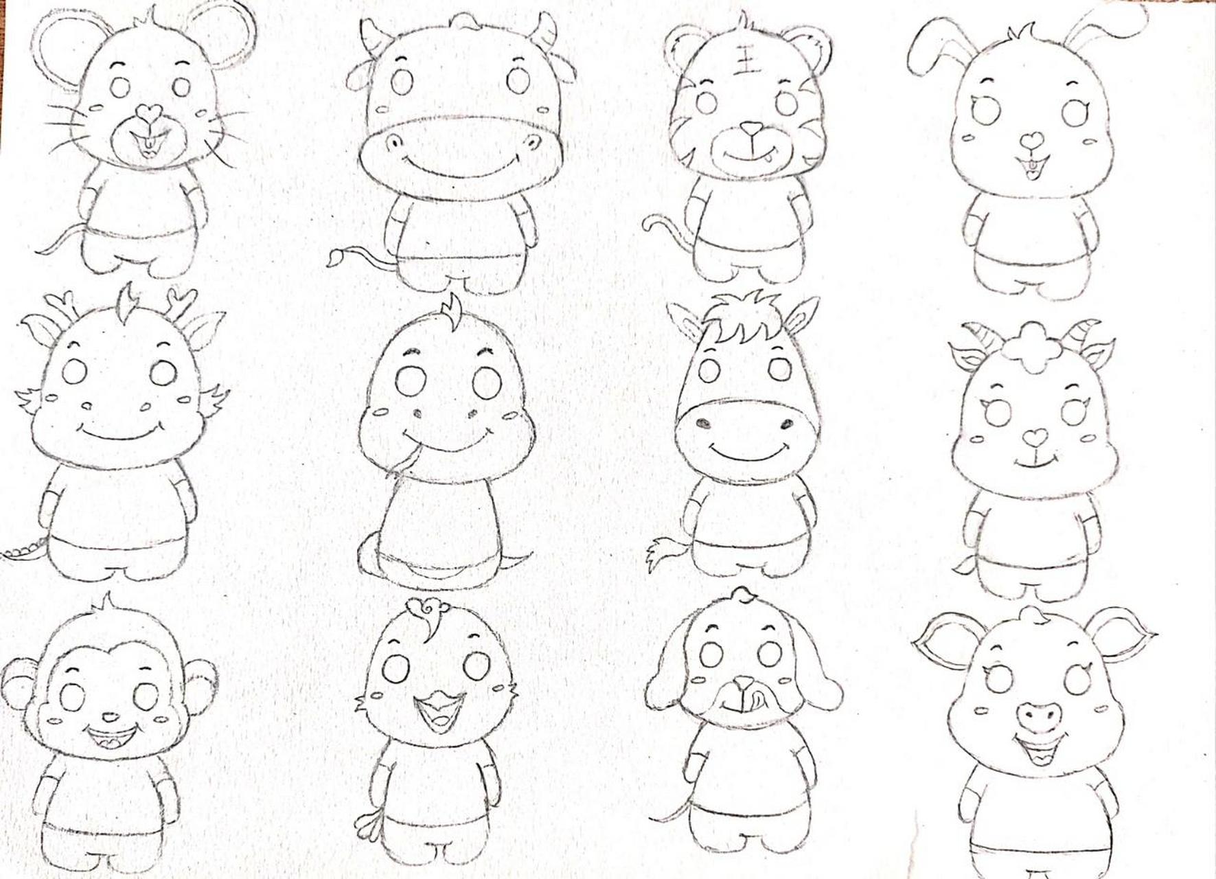 十二生肖简笔画 十二生肖简笔画