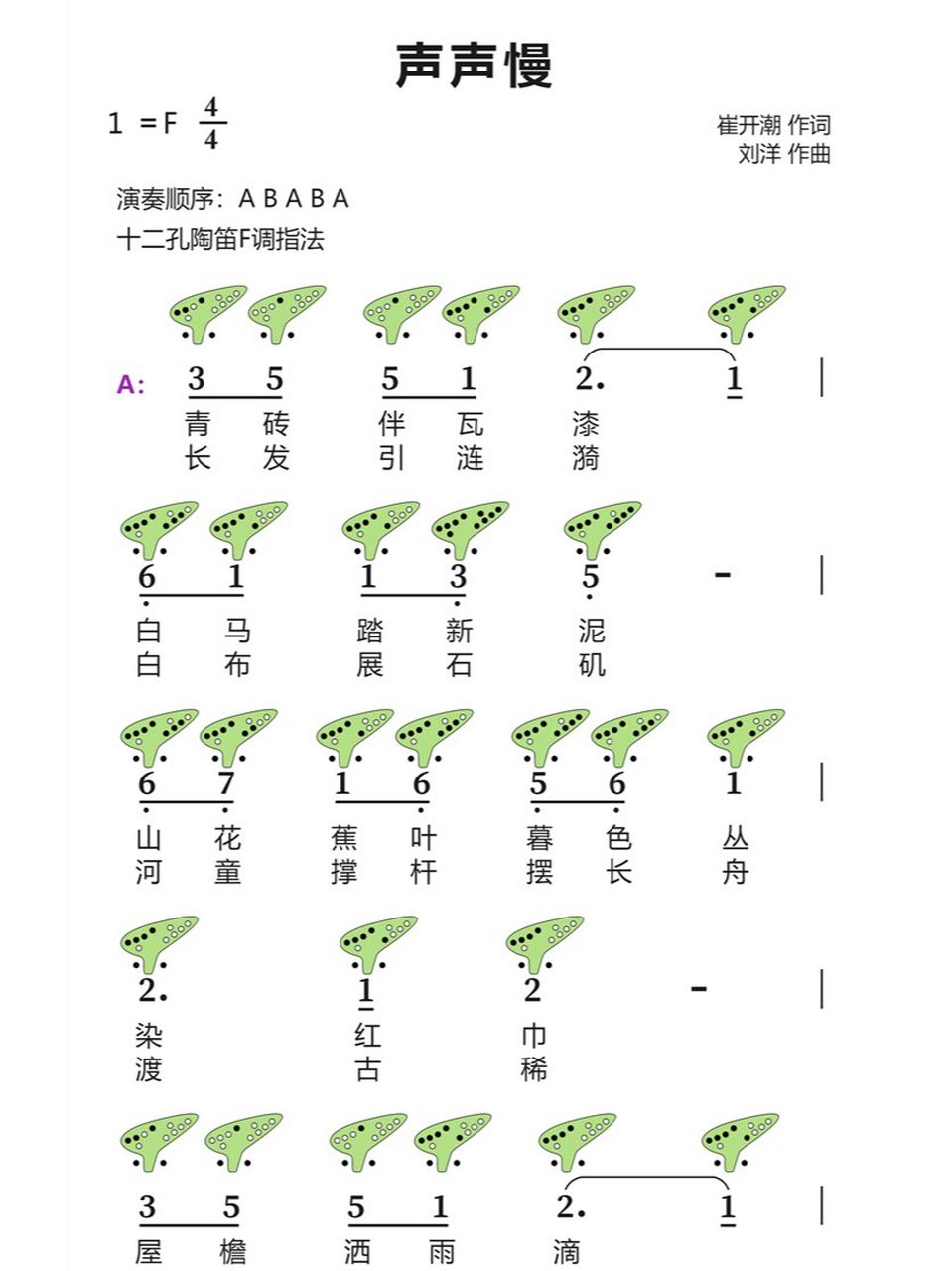 陶笛简谱网 十二图片