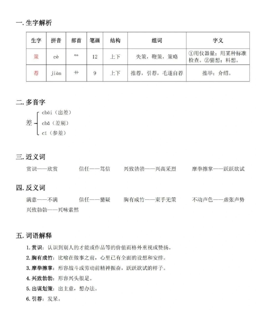 五下第16课《田忌赛马》课堂笔记 #小学语文怎么学# #要开学了# #小学