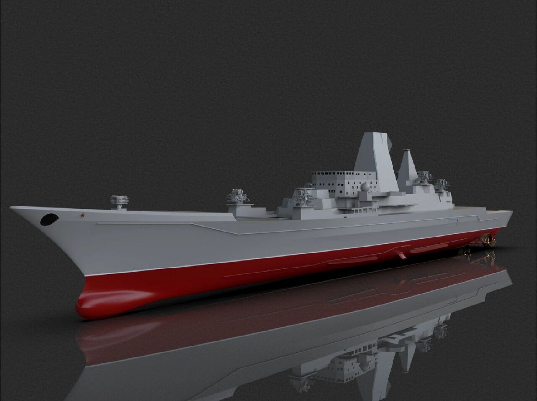 150比例模型 帮客户建模一条1:150比例的彼得大帝号巡洋舰模型,目前