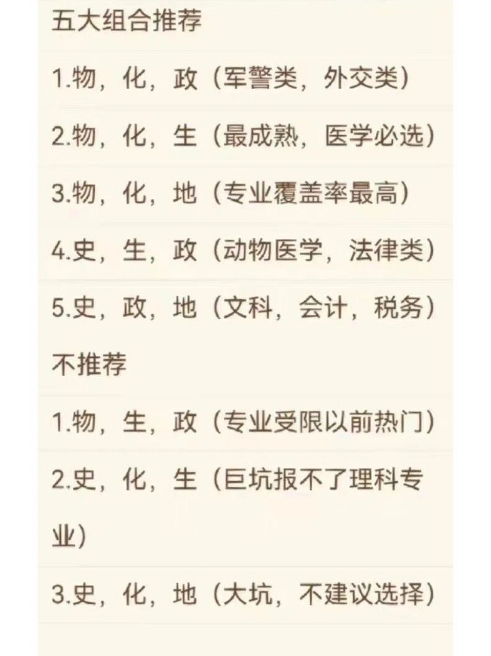 能报啥专业? 73五大组合推荐1.物,化,政(军警类,外交类)2.