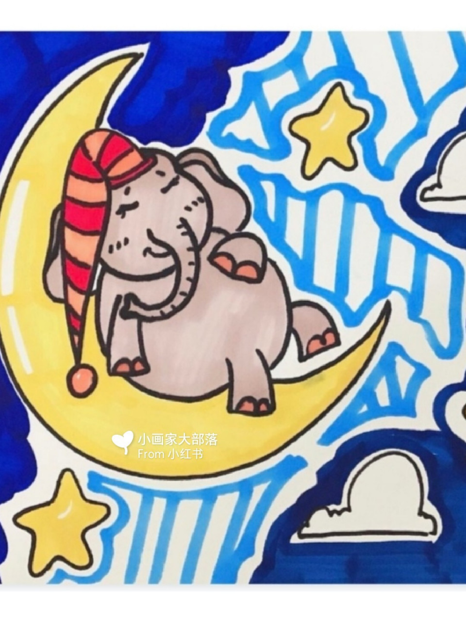 儿童画创意动物简笔画步骤教程大全96 《睡着了的大象98》 71