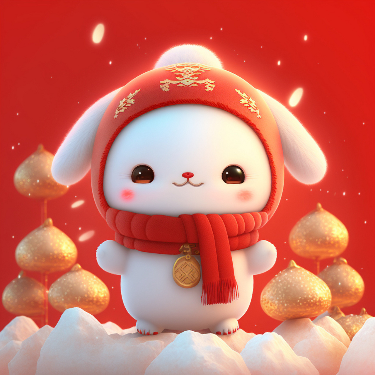 新年新头像 喜气洋洋过大年06 原创招财兔兔头像再来一波 新年新