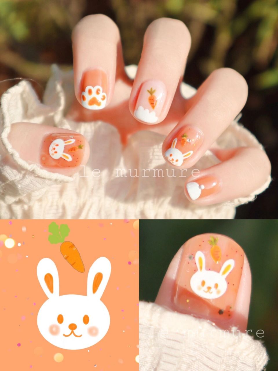 软萌治愈系09可爱小奶兔|童趣手绘美甲 动物园里有什么?