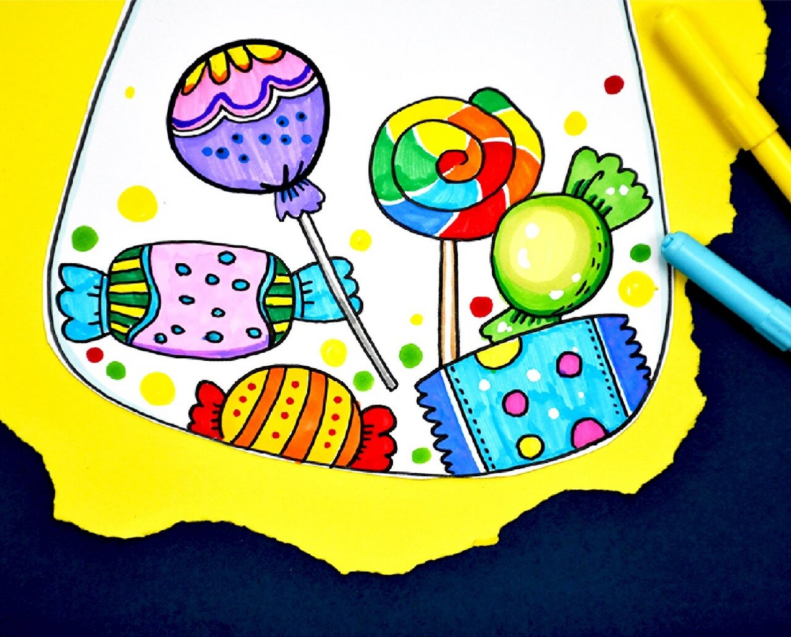 儿童画教程|装满糖果的罐子 【教学重难点】  糖果有不同的形状和颜色