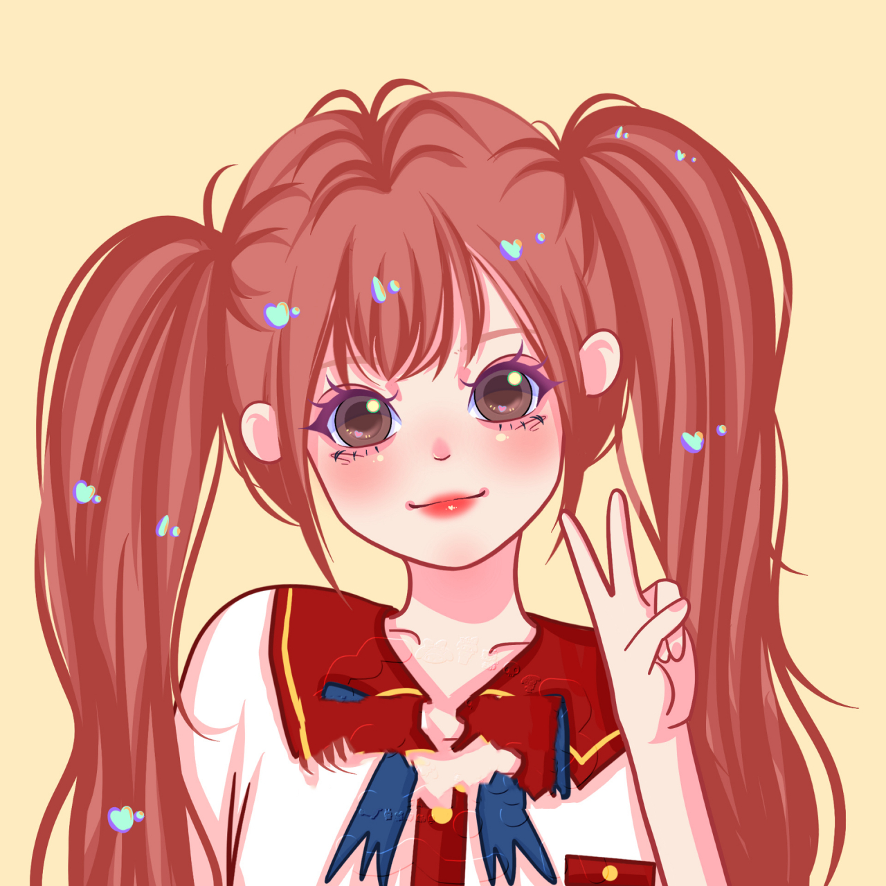 樱校公用头像第二弹 今天#画了一组双马尾两款发色的樱校头像送给粉丝