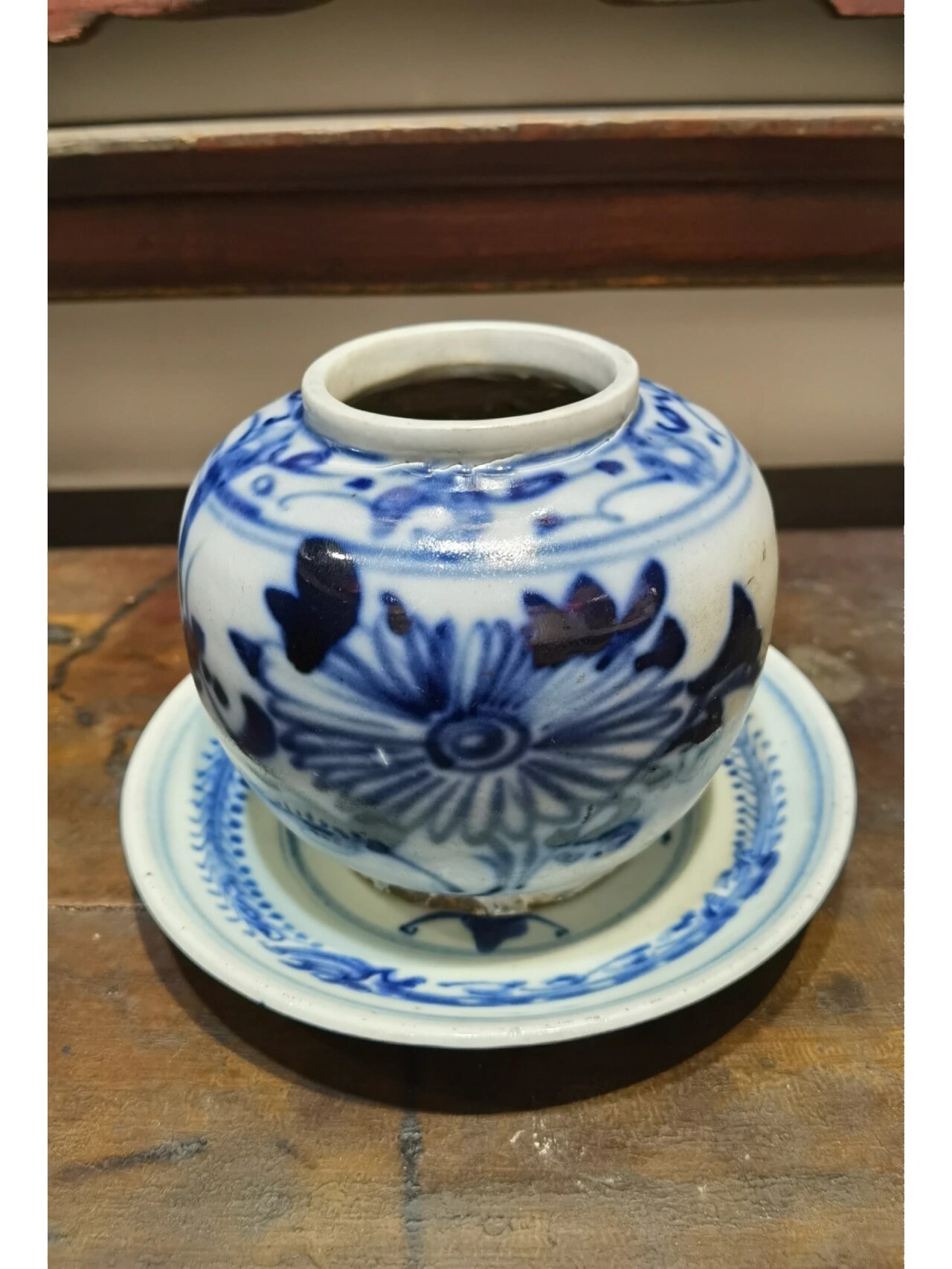 清晚期 磁州窑青花苹果尊 青花罐 器型规矩整体完整,适合把玩摆放,还