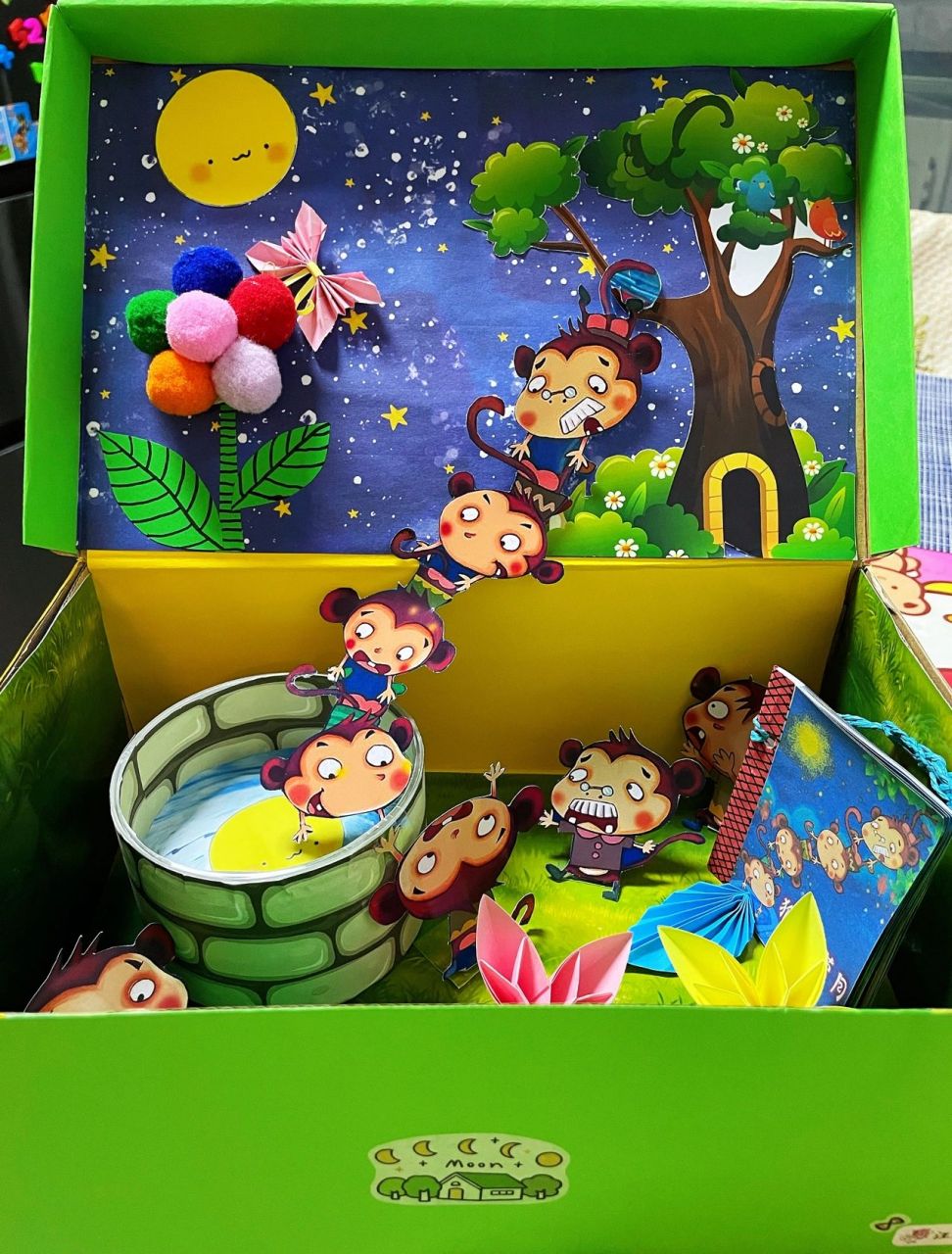 幼儿园 手工 故事盒子 《猴子捞月》 幼儿园作业之『故事盒子』,选了