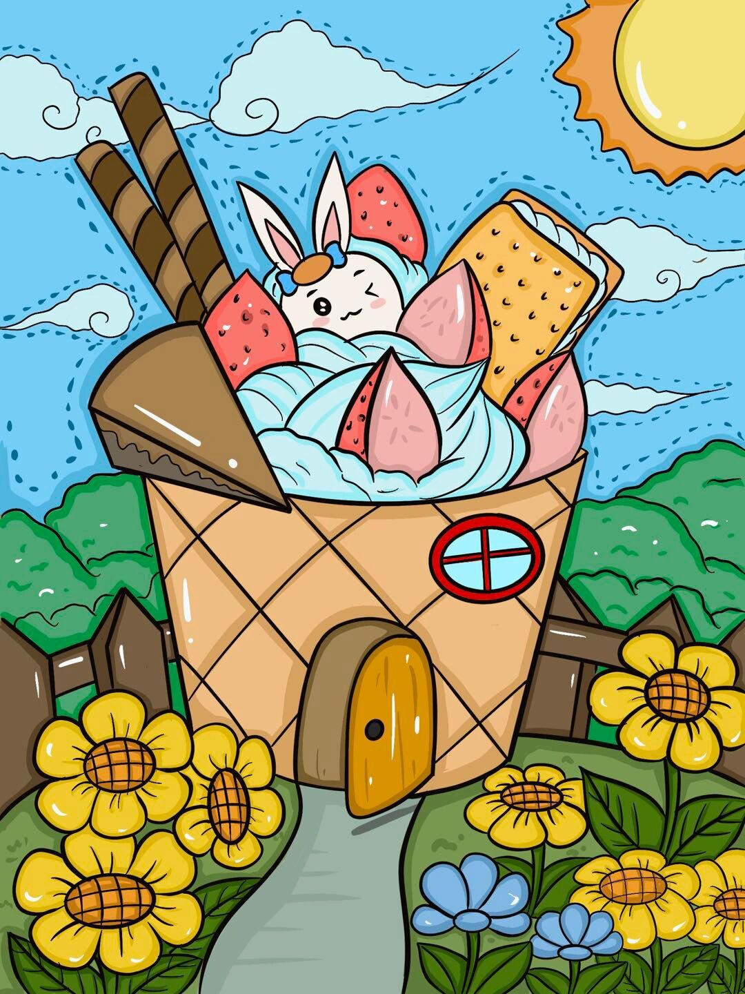 争取画100幅儿童创意画第35幅 冰淇淋屋