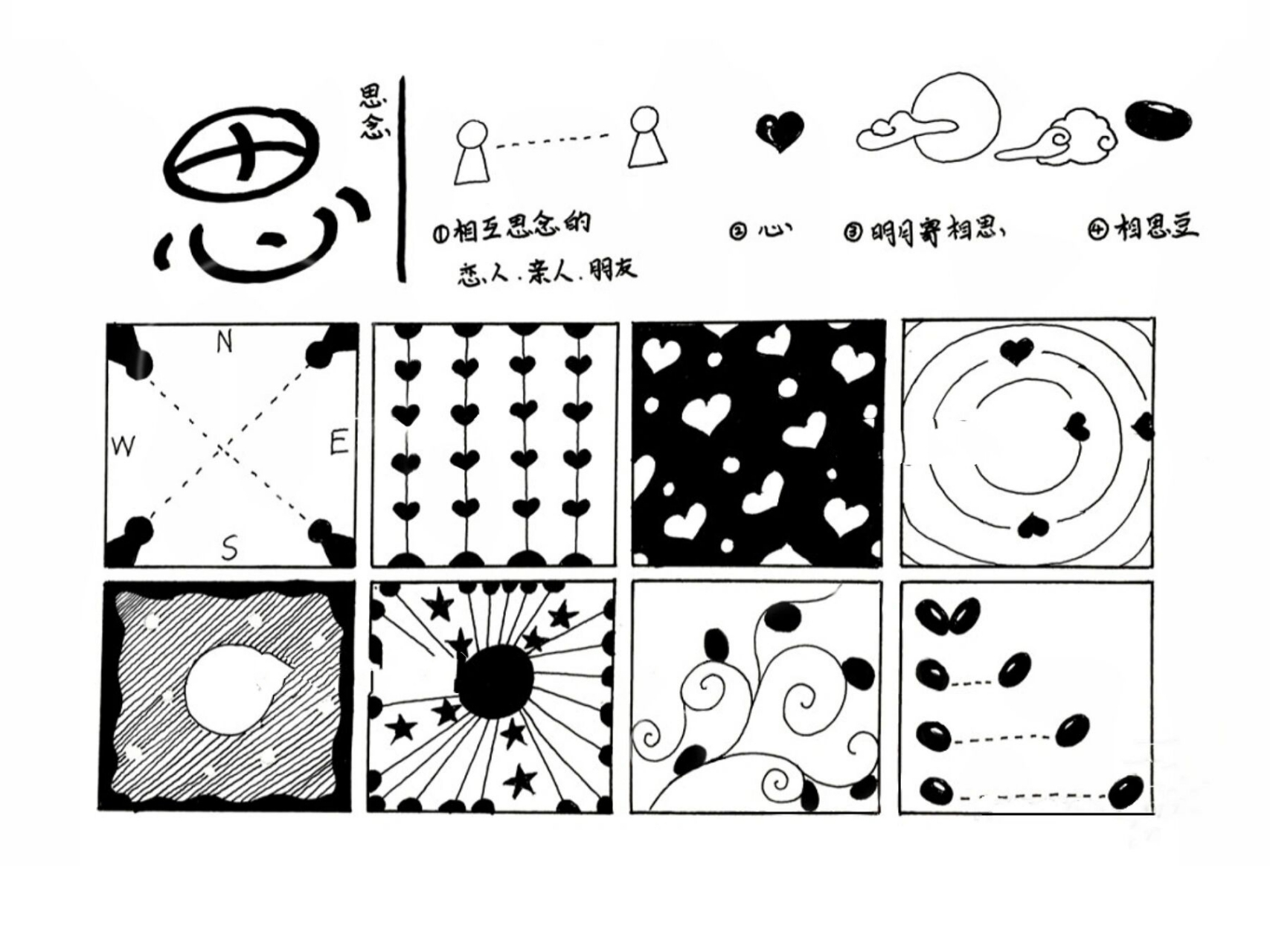 素材分享:喜怒忧思 情绪线描 喜怒忧思惊恐 情绪 线描元素