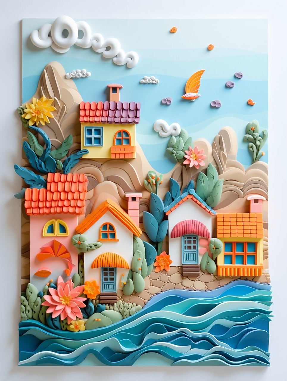 黏土立体画--我的第二套海景房来了 大海太平太静,有多少故事无人倾听
