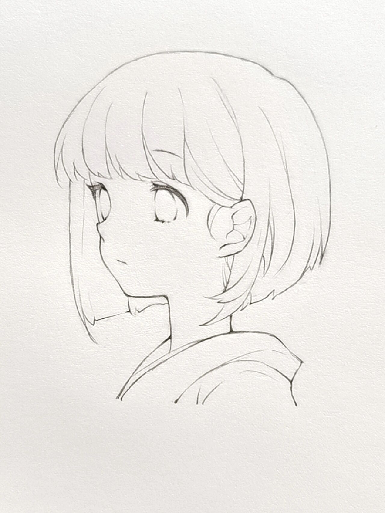 侧脸/ 铅笔手绘过程94 画个短发妹妹 用的0.