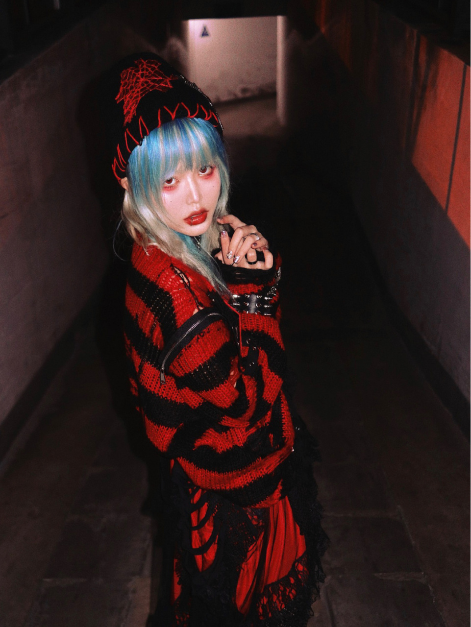 ootd|黑红亚文化穿搭|暗黑朋克原宿辣妹 衣服:pink killer 裙子:吉儿