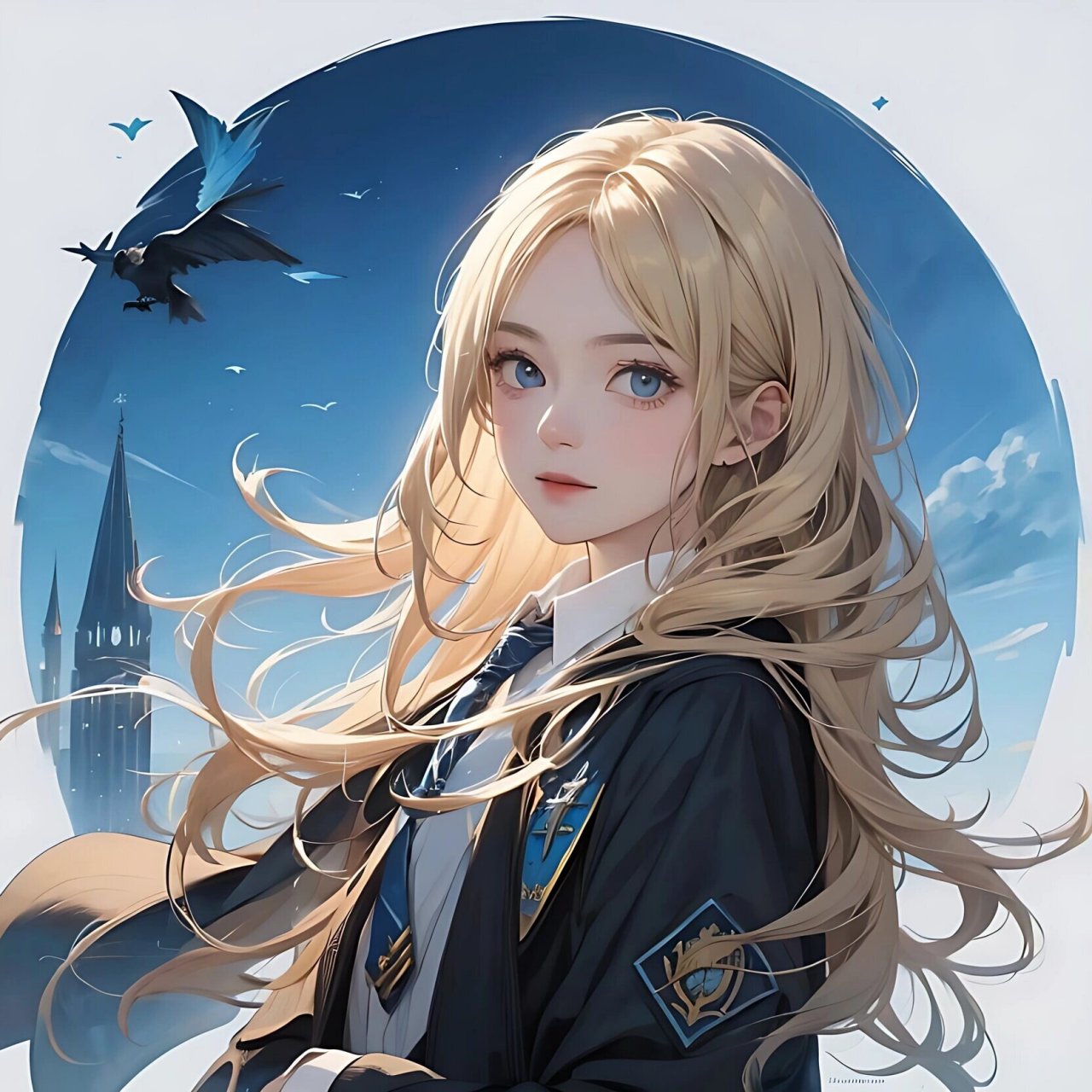 蓝色系女生头像•金发碧眼鹰院女孩