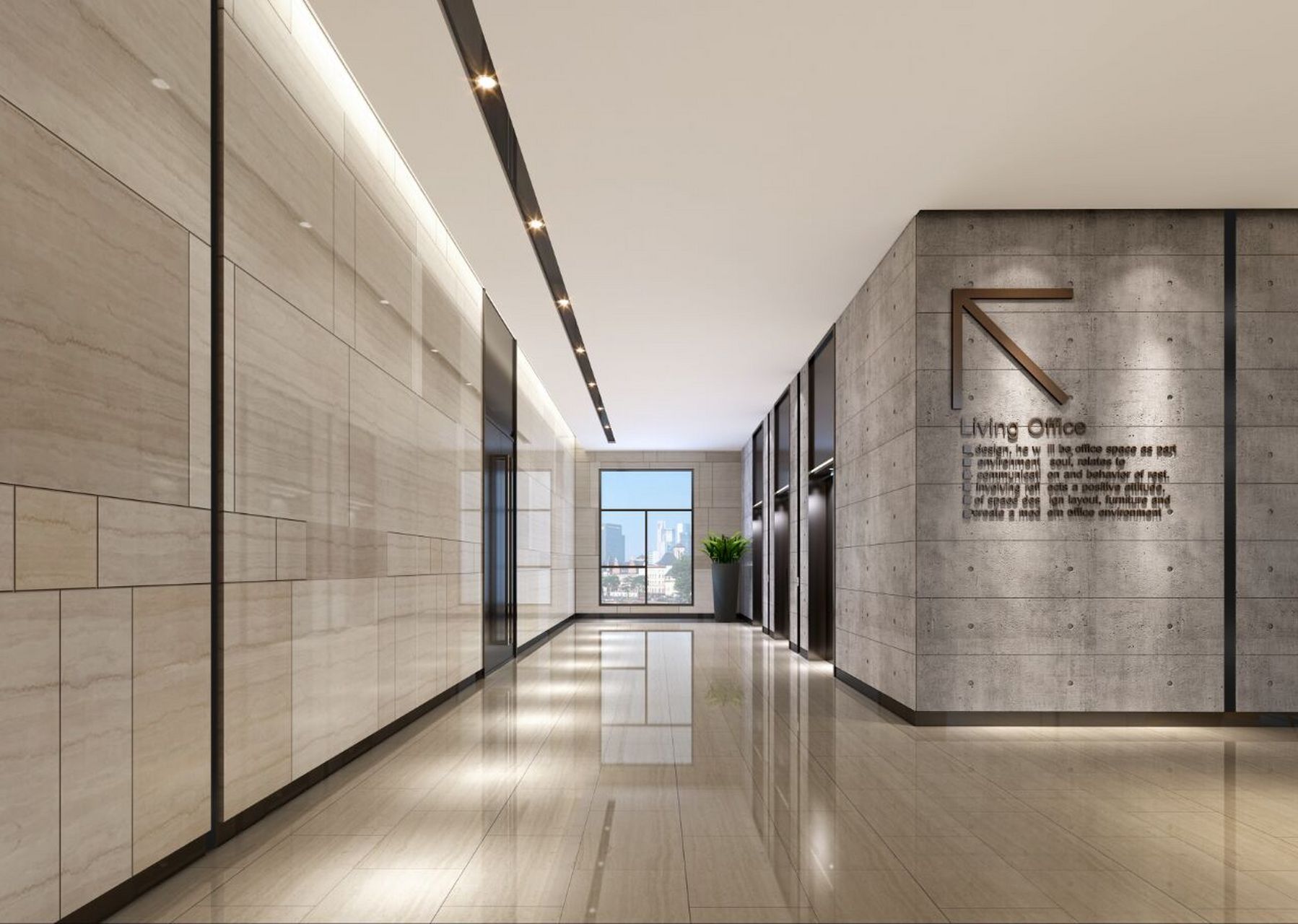 写字楼大堂空间设计丨大气谦和 办公楼大厅是顾客进入楼层第一个接触