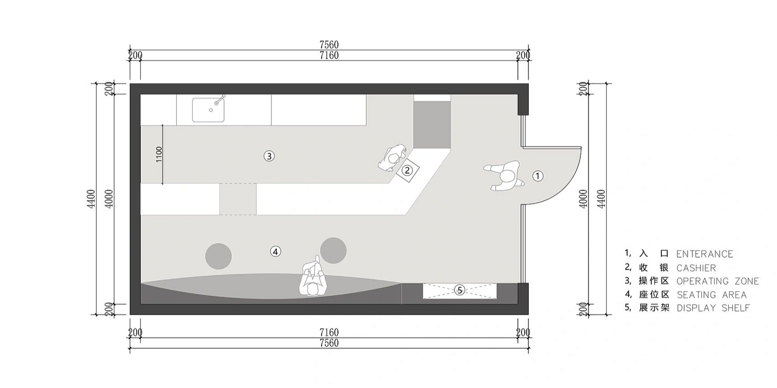 平面规划·不同面积的奶茶店平面布局