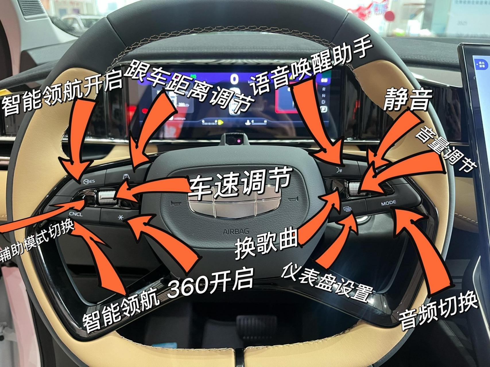 一张图搞懂博越l方向盘功能.