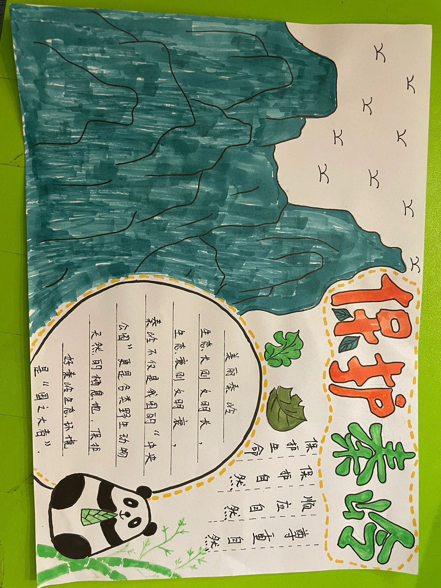保护秦岭主题绘画手抄报