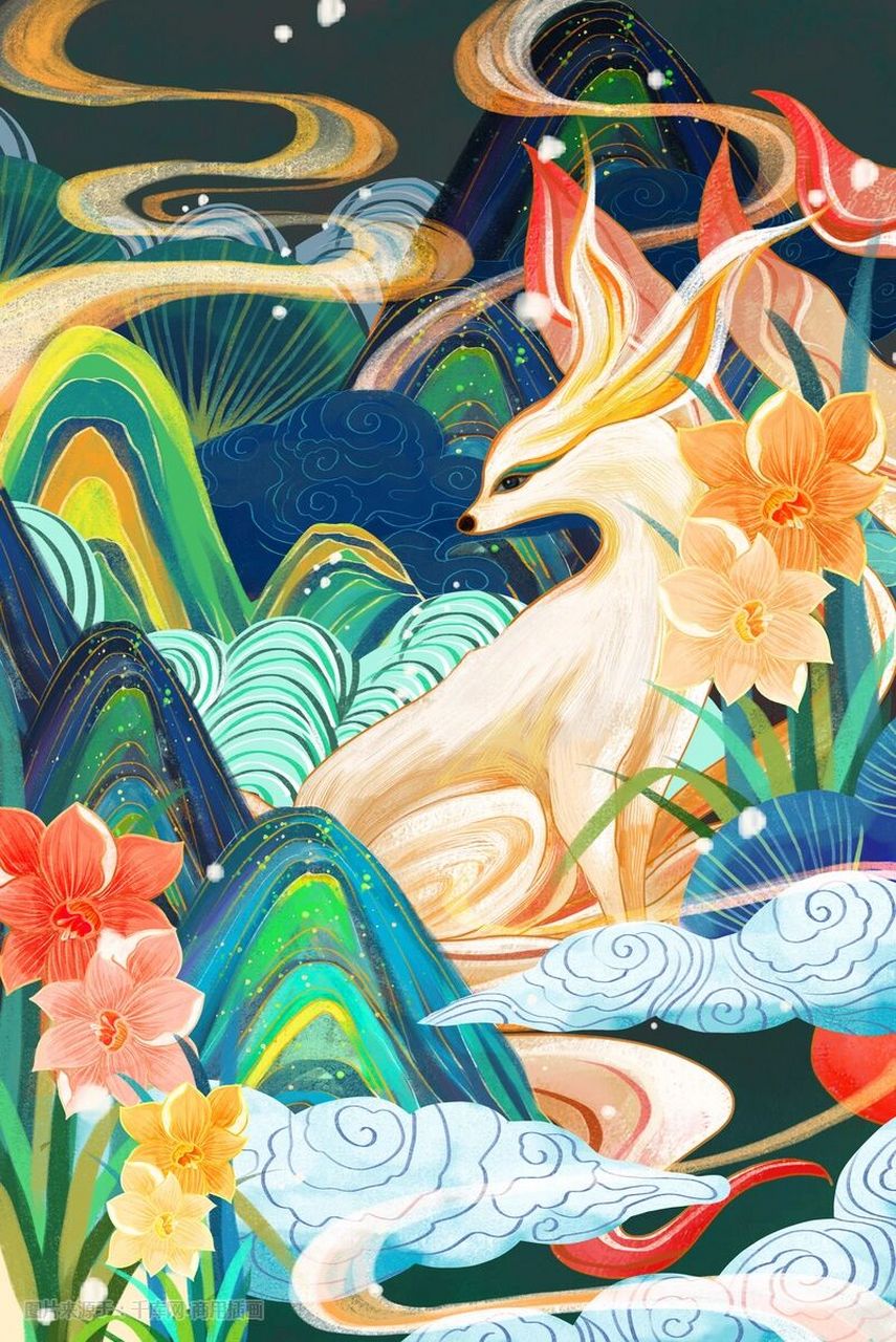 《山海经》异兽之九尾狐 92原文:又东三百里,曰青丘之山,其阳多玉