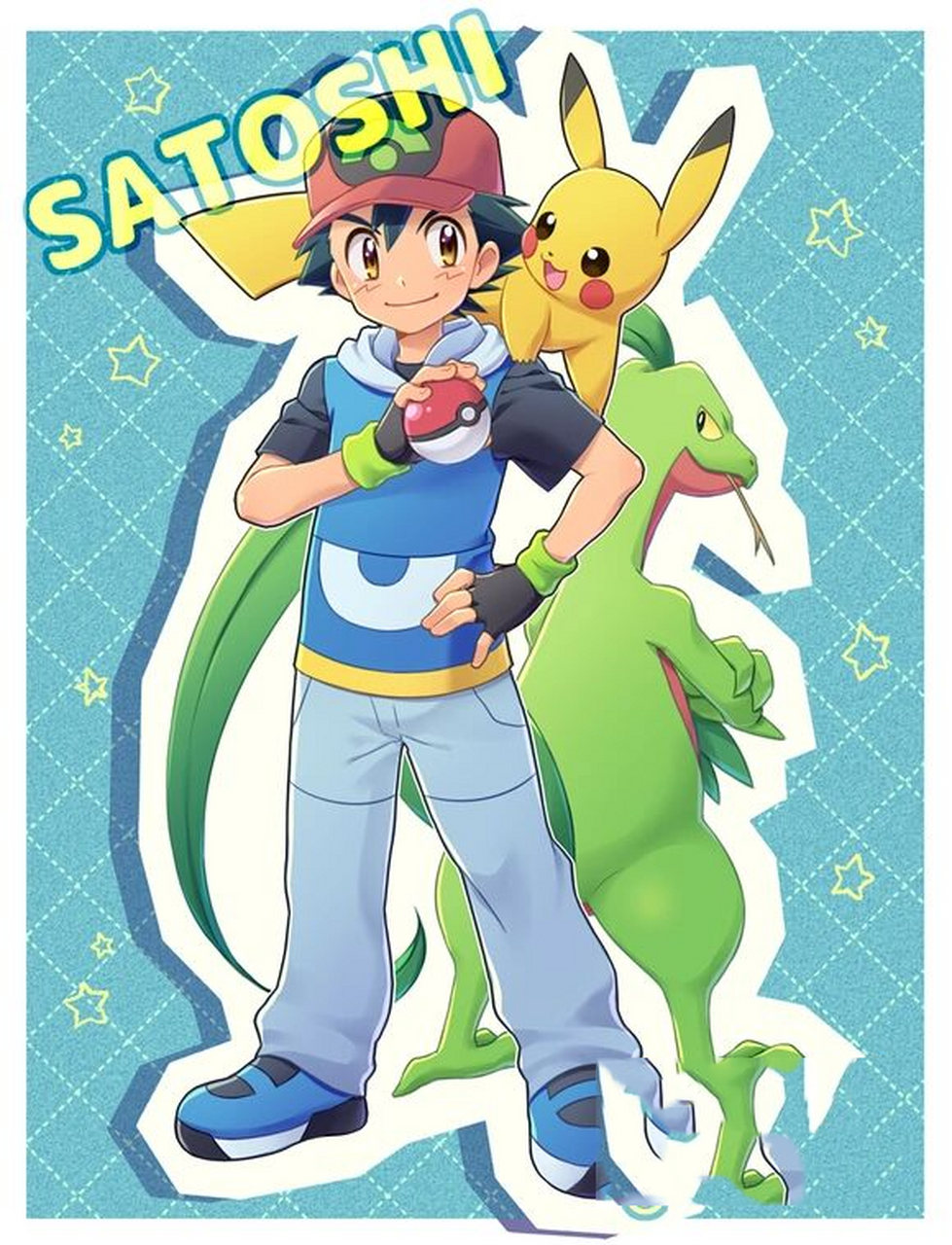 pokémon|宝可梦主角团壁纸(第2代) 画师:oko_nomi_ 图一～图四:小智