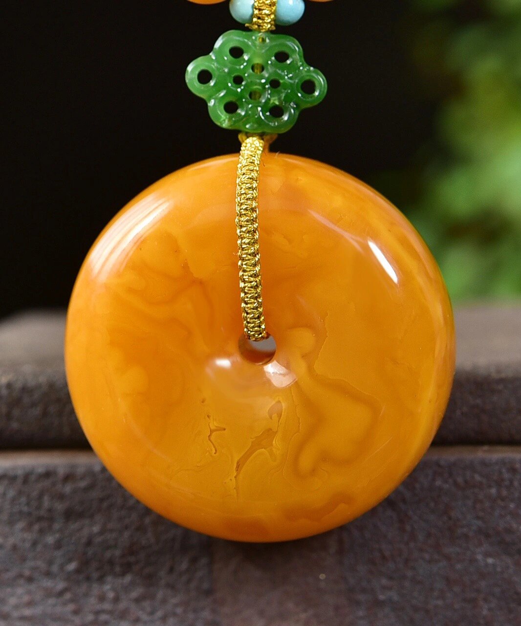 天然蜜蜡平安扣吊坠项链 平安扣～天然欧洲鸡油黄老蜜蜡平安扣吊坠