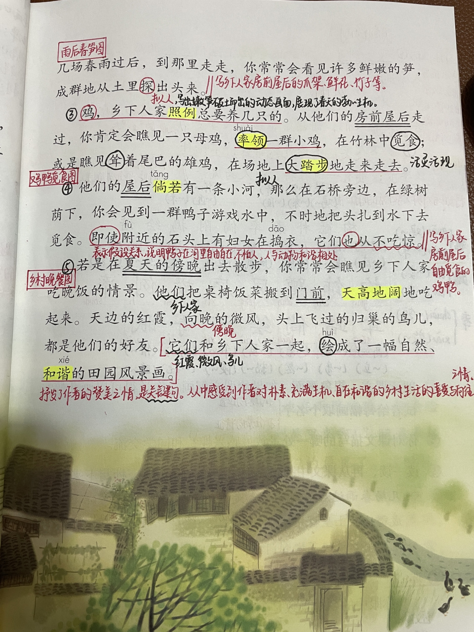 四下语文98|第2课《乡下人家》课堂笔记