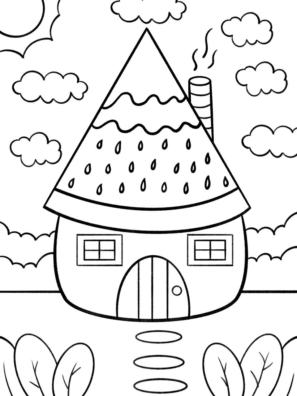 西瓜房子创意画 暑假在家来跟着我画有趣的西瓜房子吧,简单易学,幼儿