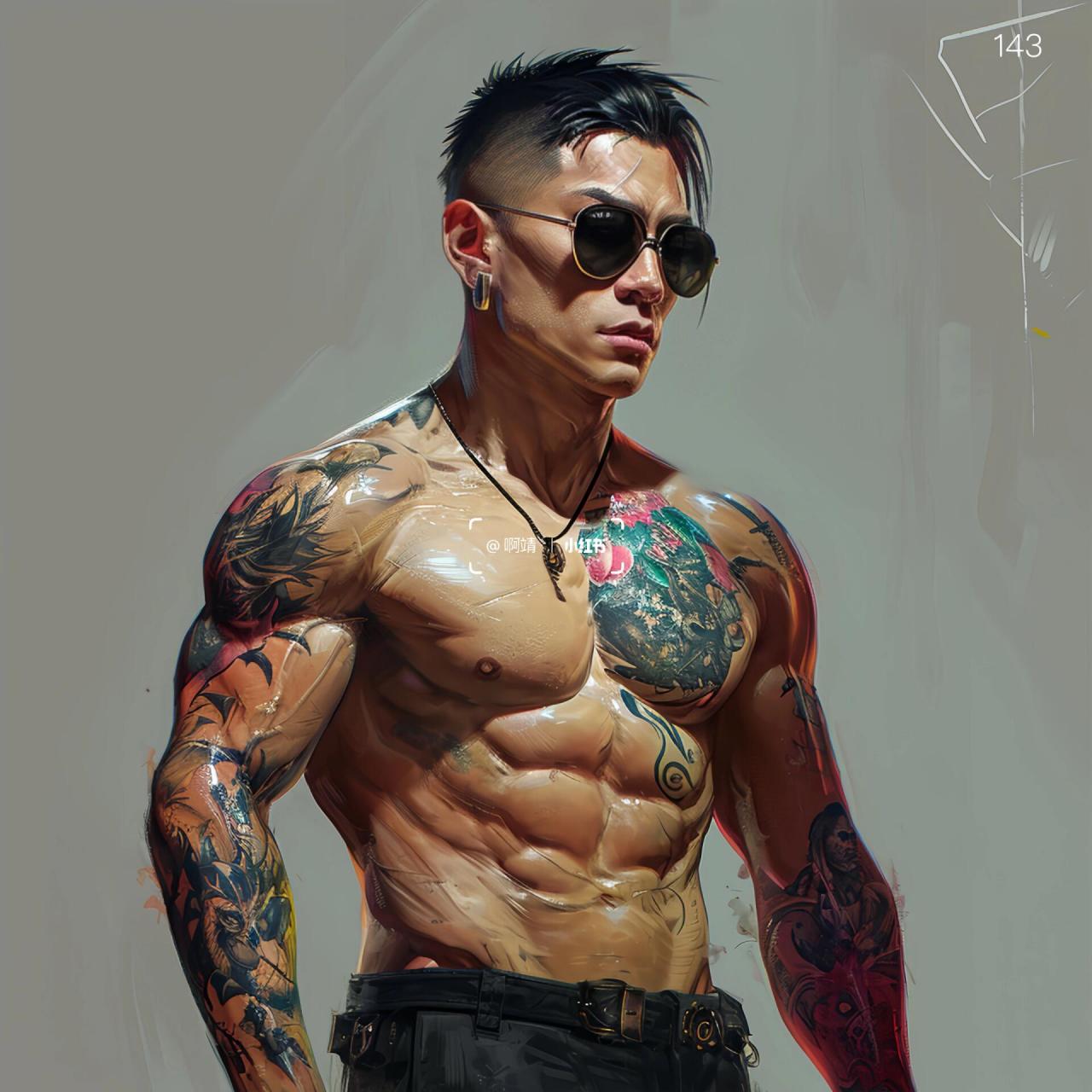 痞帅纹身肌肉男(头像) 氛围感拉满