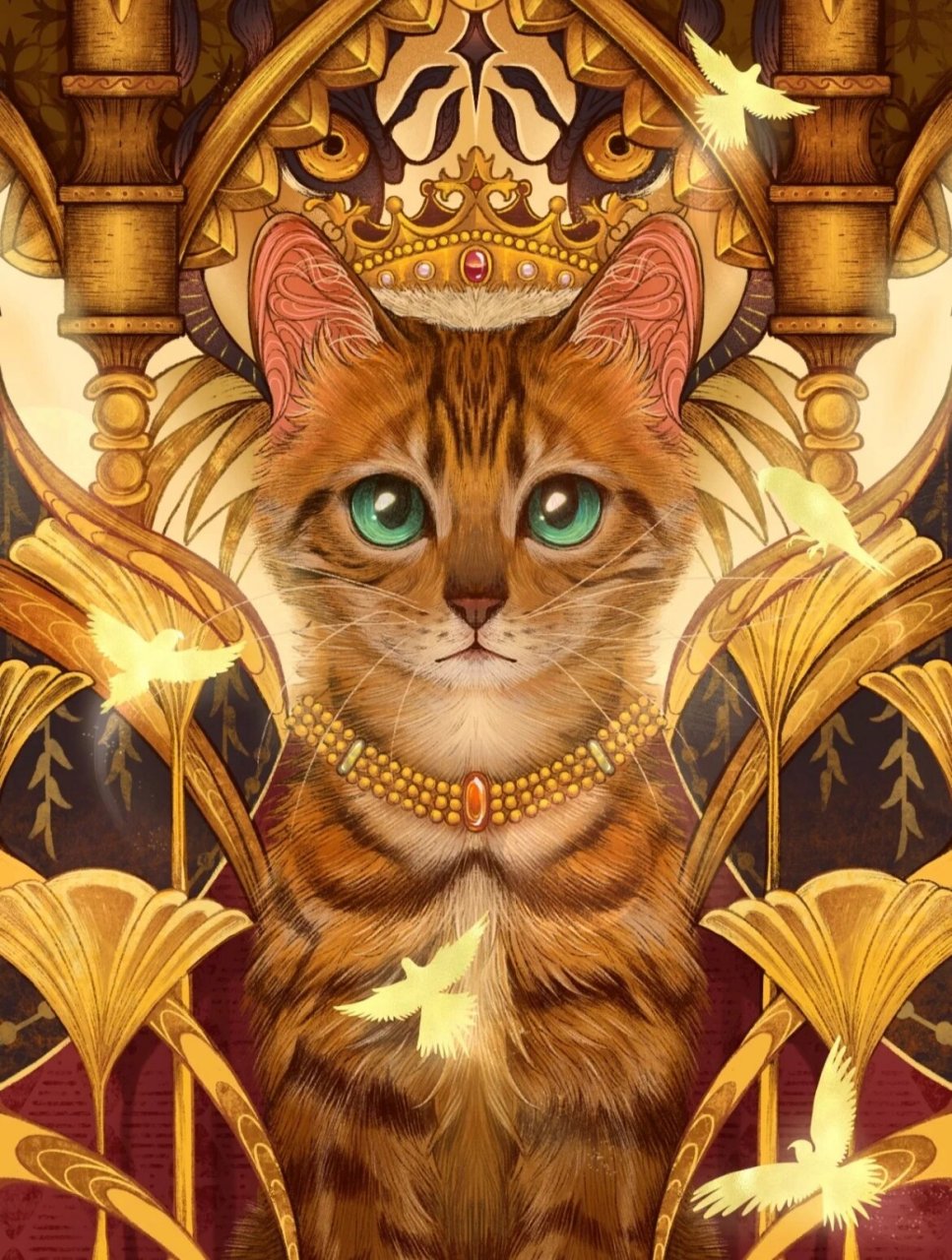 画画|东方神猫和埃及法老猫|复古插画猫 自古猫咪总给人高冷神秘的