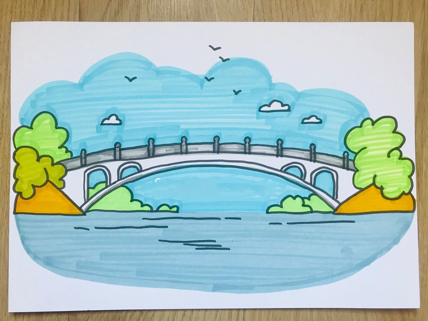 赵州桥正面简笔画彩色图片