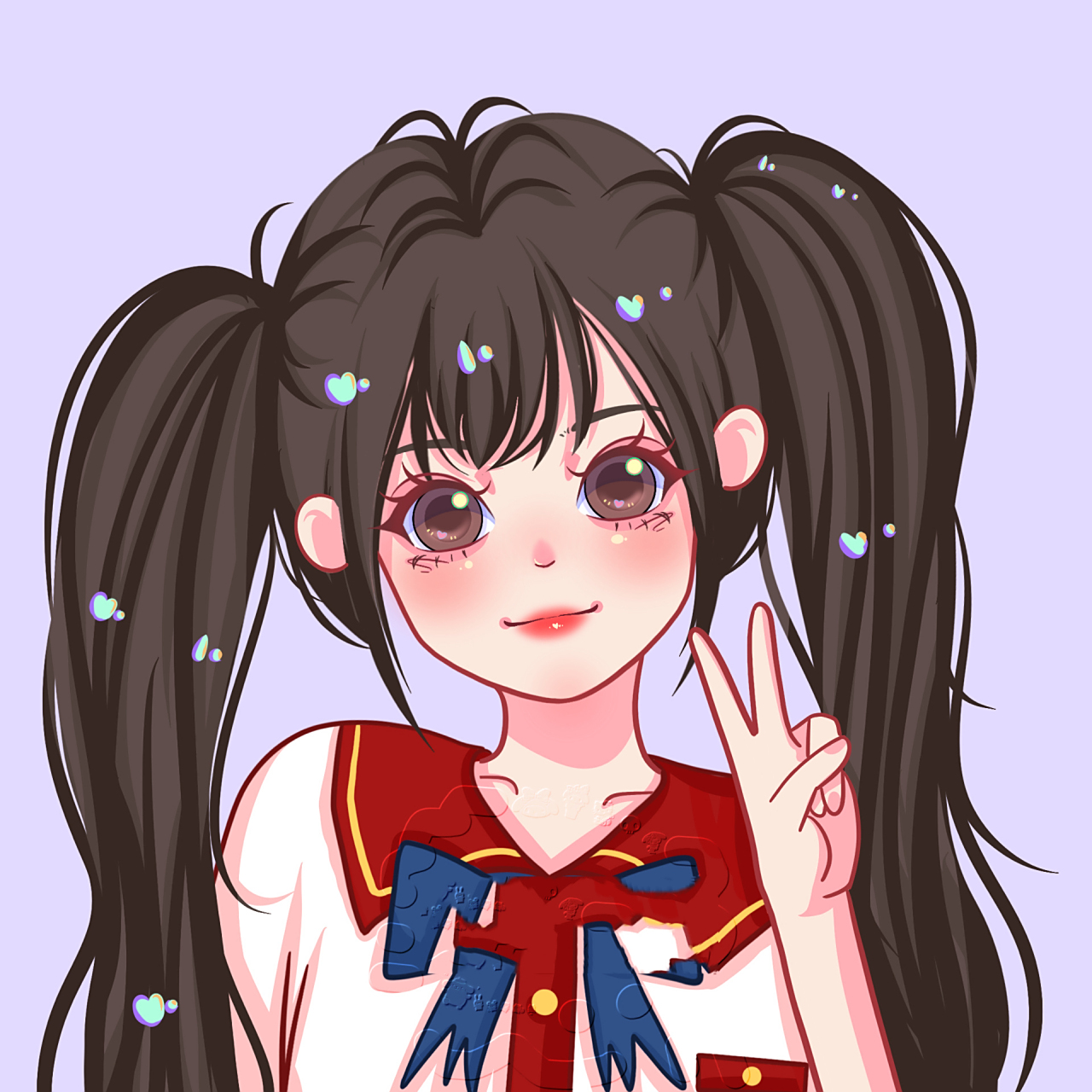 樱校公用头像第二弹 今天#画了一组双马尾两款发色的樱校头像送给粉丝