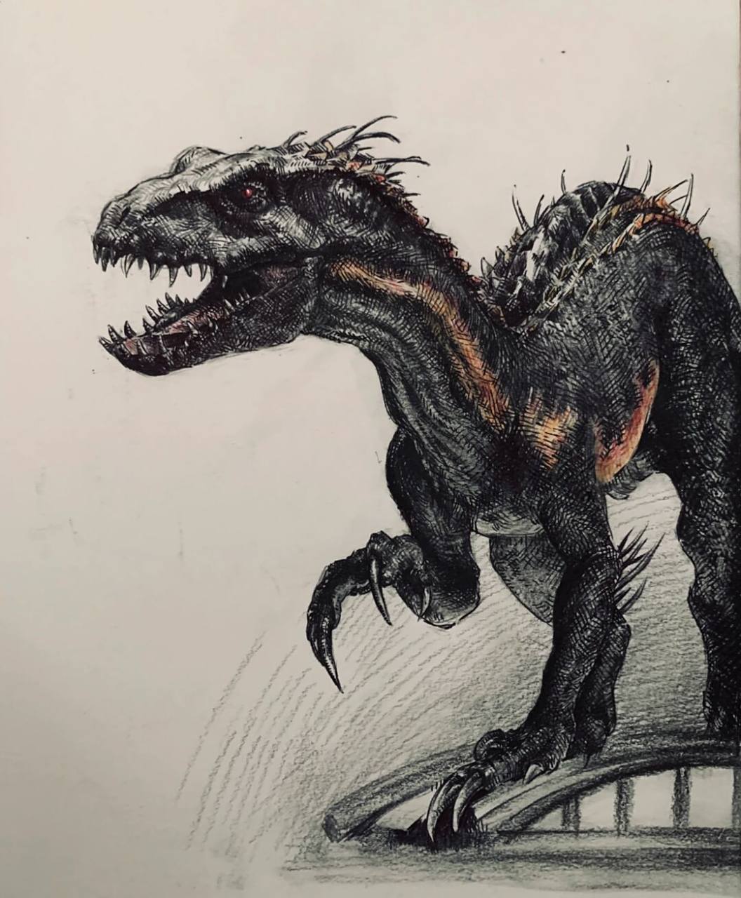 圆珠笔手绘～ 暴虐迅猛龙[害羞]#恐龙##迅猛龙# #侏罗纪世界