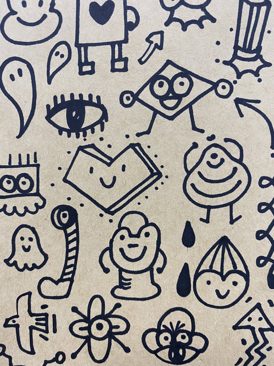 手绘涂鸦|黑白涂鸦[插画] 7315普通记号笔,马克笔 94普通牛皮纸